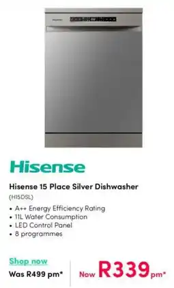 Teljoy Hisense 15 Place Silver Dishwasher offer