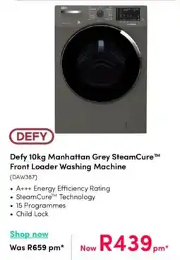 Teljoy Defy Manhattan Grey SteamCure Front Loader Washing Machine offer
