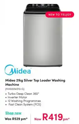 Teljoy Midea Silver Top Loader Washing Machine offer