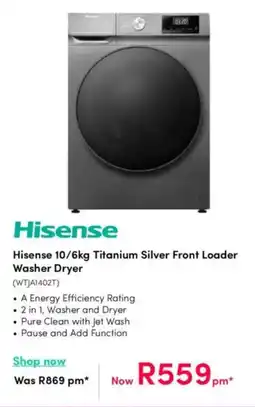 Teljoy Hisense Titanium Silver Front Loader Washer Dryer offer