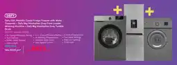 Teljoy Defy Metallic Combi Fridge/Freezer with Water Dispenser + Manhattan Grey Front Loader Washing Machine +Manhattan Tumble Dryer offer