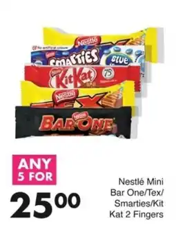 Save Nestlé Mini Bar One/Tex/ Smarties/Kit Kat 2 Fingers offer