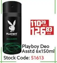 Africa Cash and Carry Playboy Deo Asstd 6x150ml offer