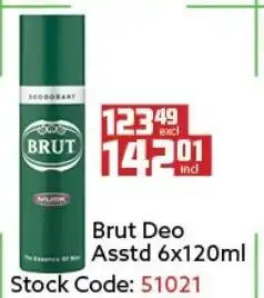 Africa Cash and Carry Brut Deo Asstd 120ml offer