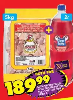 Shoprite Goldi Chicken Frozen Mixed Chicken Portions 5kg + Sparletta Soft Drink 2L offer