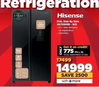 HiFi Corp Hisense 514L Side By Side H670SMIB - WD offer