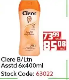Africa Cash and Carry Clere B/Ltn Asstd 400ml offer