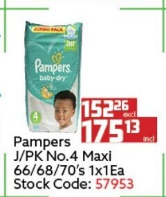 Africa Cash and Carry Pampers J/PK No.4 Maxi 66/68/70's 1x1ea offer