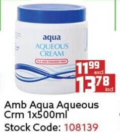 Amb Aqua Aqueous Cream 500ml