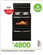 Fair Price Univa 4 PLT + Utility Draw Blk Stove U116B 21-476 offer