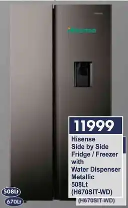President Hyper Hisense Side by Side Fridge/Freezer with Water Dispenser Metallic offer
