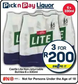 Pick n Pay Castle Lite Non-returnable Bottles offer
