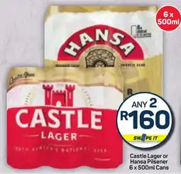 Pick n Pay Castle Lager or Hansa Pilsener Cans offer