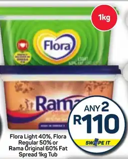 Pick n Pay Flora Light 40%, Flora Regular 50% or Rama Original 60% Fat Spread Tub offer