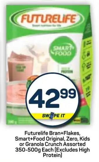 Pick n Pay Futurelife Bran+ Flakes, Smart+ Food Original, Zero, Kids or Granola Crunch Assorted offer
