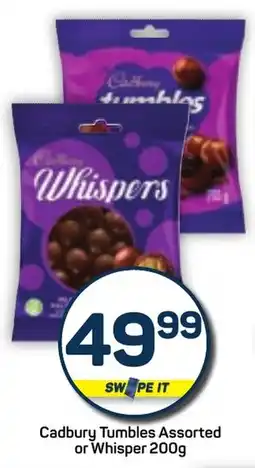Pick n Pay Cadbury Tumbles Assorted or Whisper offer