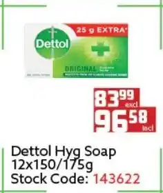 Africa Cash and Carry Dettol Hyg Soap 12x150/175g offer