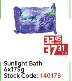 Africa Cash and Carry Sunlight Bath 6x175g offer