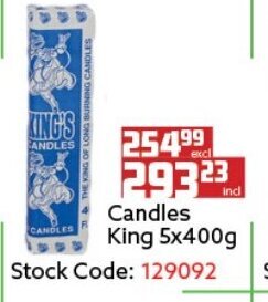 Africa Cash and Carry Candles King 5x400g offer