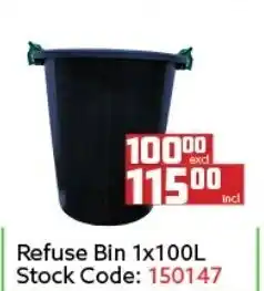 Africa Cash and Carry Refuse Bin 100L offer