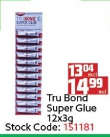 Africa Cash and Carry Tru Bond Super Glue 12x3g offer