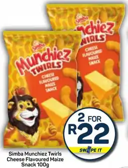 Pick n Pay Simba Munchiez Twirls Cheese Flavoured Maize Snack offer
