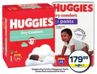 Pick n Pay Huggies Dry Comfort Nappies or Pants Jumbo Pack Assorted offer