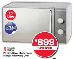 Pick n Pay Russell Hobbs Silver Mirror Finish Manual Microwave Oven offer