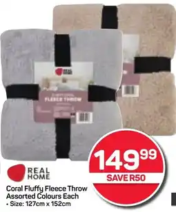 Pick n Pay REAL HOME Coral Fluffy Fleece Throw Assorted Colours Each offer