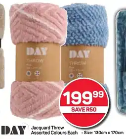 Pick n Pay DAY Jacquard Throw Assorted Colours Each offer