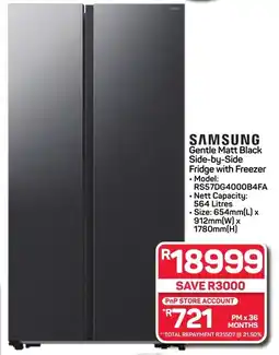 Pick n Pay SAMSUNG Gentle Matt Black Side-by-Side Fridge with Freezer offer