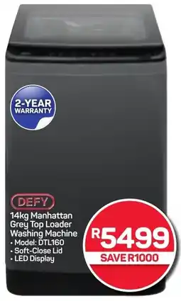 Pick n Pay DEFY Manhattan Grey Top Loader Washing Machine offer