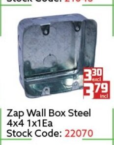 ZAP Wall Box Steel 4x4 1x1ea