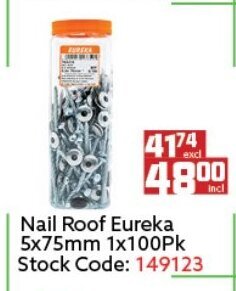 Africa Cash and Carry Nail Roof Eureka 5x75mm 1x100pk offer