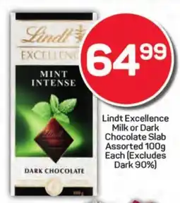 Pick n Pay Hypermarket Lindt Excellence Milk or Dark Chocolate Slab Assorted offer