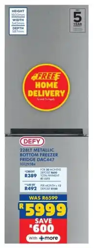 Russells Defy metallic bottom freezer fridge offer