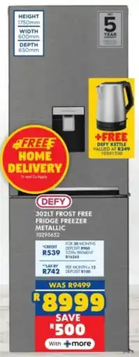 Russells Defy frost free fridge freezer metallic offer