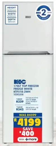 Russells KIC top freezer fridge white offer