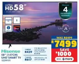 Russells Hisense 58" (147cm) UHD Smart TV offer