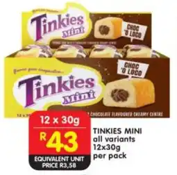 Shoprite Tinkies mini all variants offer