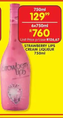Shoprite Strawberry Lips Cream Liqueur 750ml offer