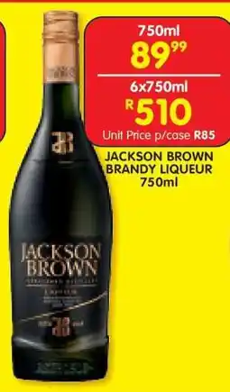 Shoprite JACKSON BROWN BRANDY LIQUEUR 750ml offer