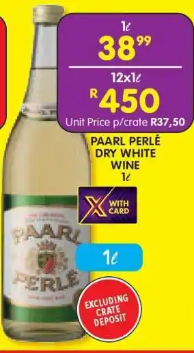 Shoprite PAARL PERLÉ DRY WHITE WINE 1ℓ offer
