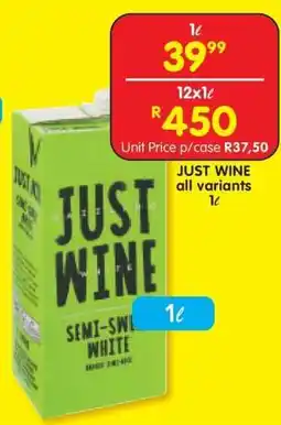 Shoprite JUST WINE all variants offer