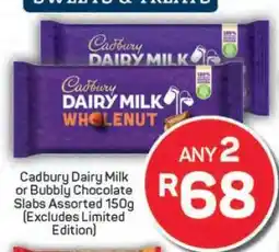 Pick n Pay Cadbury Dairy Milk or Bubbly Chocolate Slabs offer