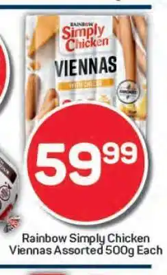 Pick n Pay Rainbow Simply Chicken Viennas Assorted 500g offer
