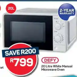 Pick n Pay DEFY 20 Litre White Manual Microwave Oven offer