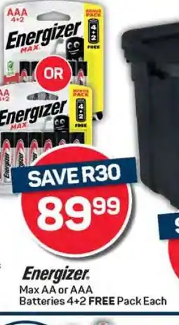 Pick n Pay Energizer Max AA or AAA Batteries offer
