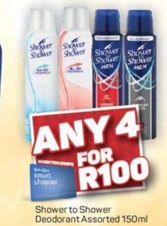 Pick n Pay Shower To Shower Deodorant Assorted 150ml offer