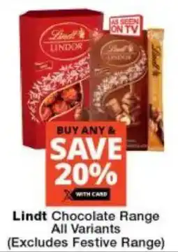 Checkers Hyper Lindt Chocolate Range All Variants offer